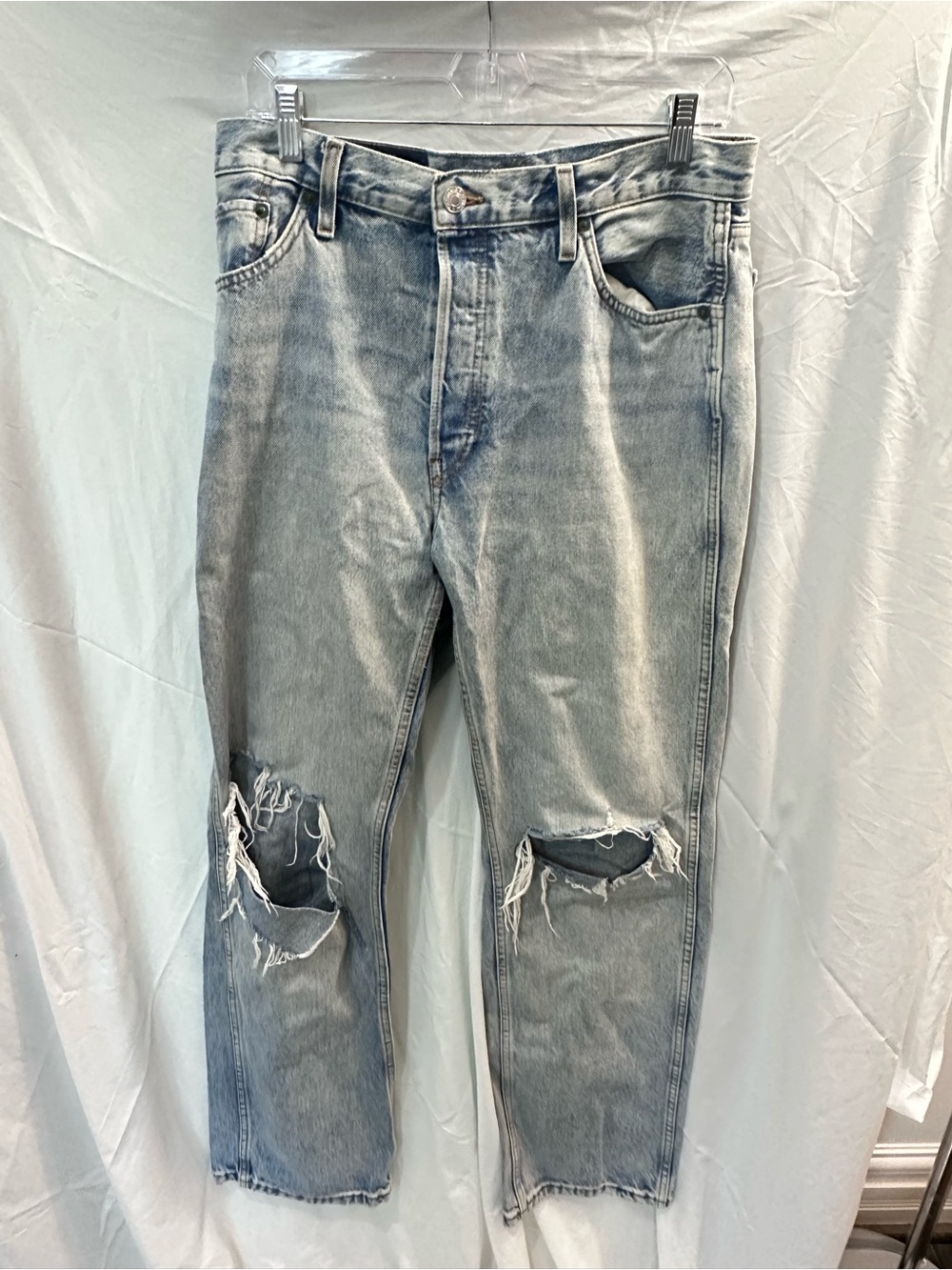 Re/Done Light Blue Distressed Boyfriend Jeans